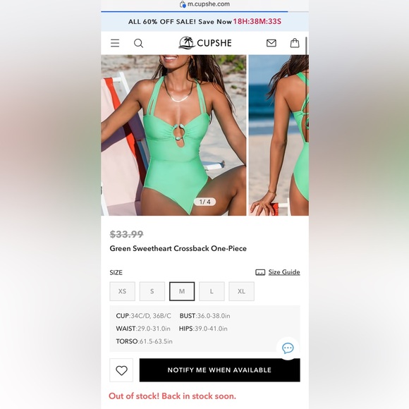 Green sweetheart swimsuit one piece - Picture 7 of 13